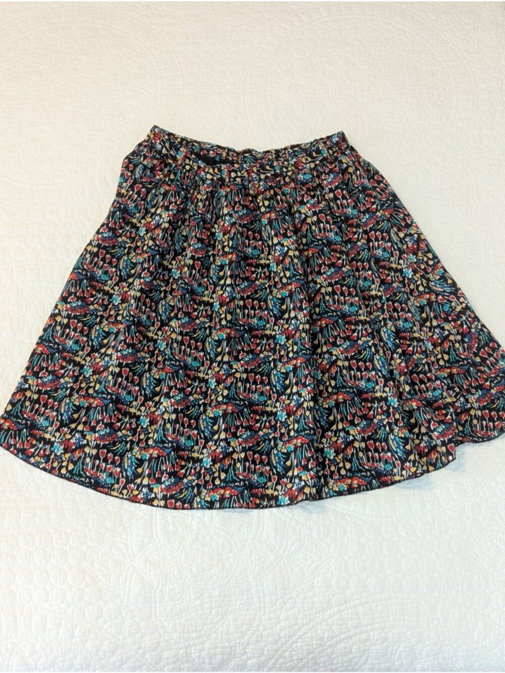 Anthropologie Talitha Multicolor Abstract Floral Print Skirt XS  100% Polyester